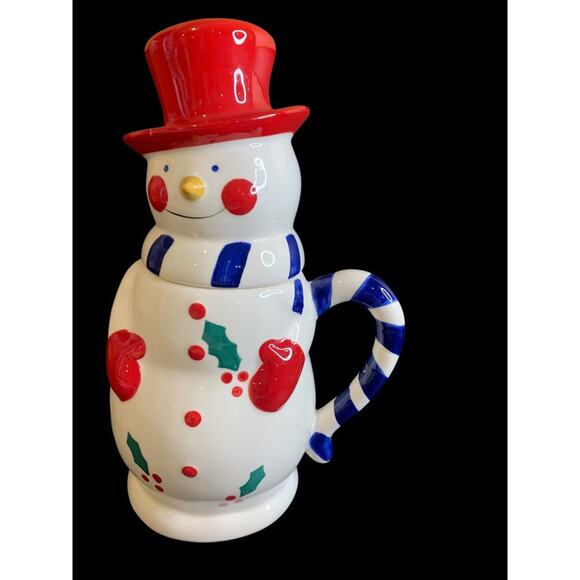Temp-tations Presentable Ovenware Snowman Mug Lidded Hot Chocolate - Picture 2 of 8